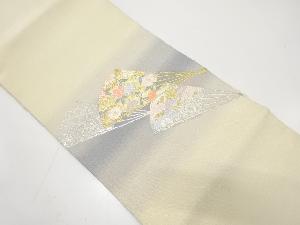 扇に枝垂れ桜・古典柄織り出し　名古屋帯